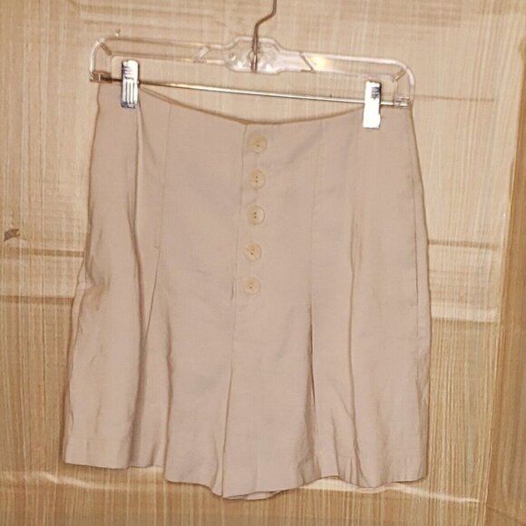 mng Pants - MNG Womens New Light Beige Button Front Dressy Shorts 4
